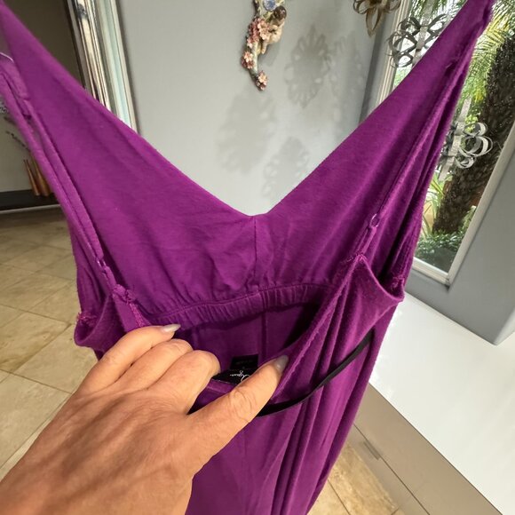 Aqua Lipstick Magenta Asymmetrical Flowy Maxi Midi Dress - Picture 6 of 11